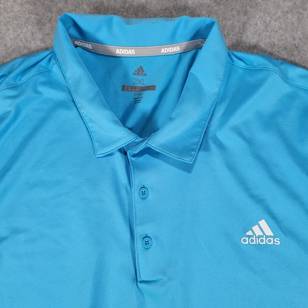 Adidas Golf Short Sleeve Polo Mens 2XL Solid Blue‎ UPF 50